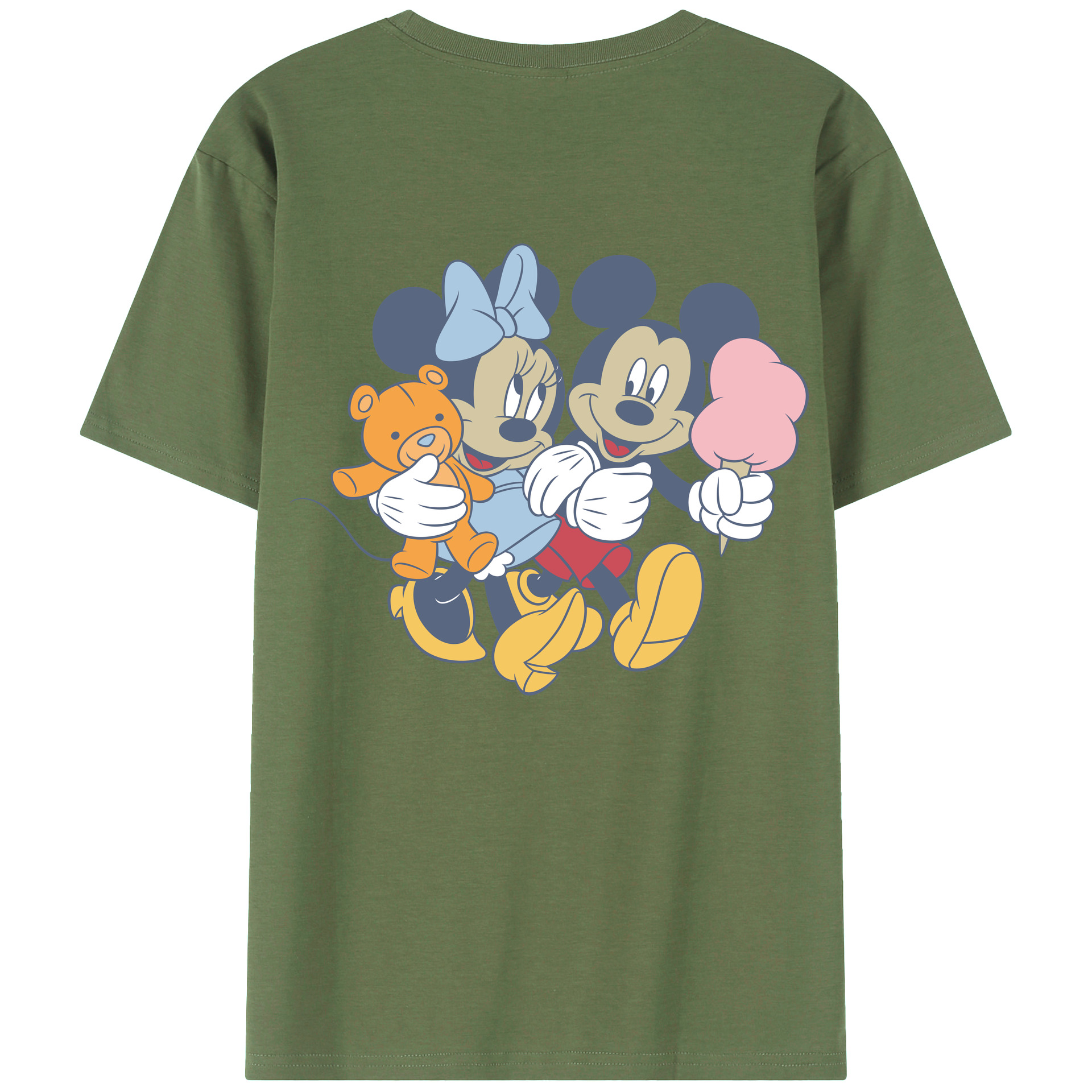 ミッキーマウス Mickey Mouse 綿100％ メンズ半袖Tシャツ（バックプリント） 通気性